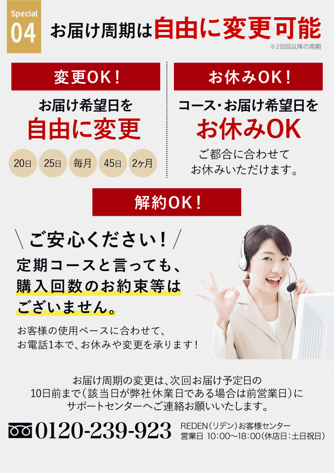 special04、お届け周期は自由に変更可能※2回目以降の周期